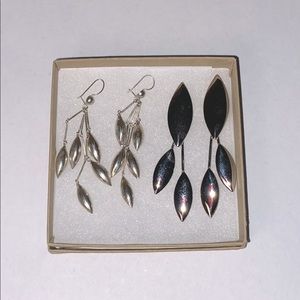 Vintage Long Silver Tone Earrings